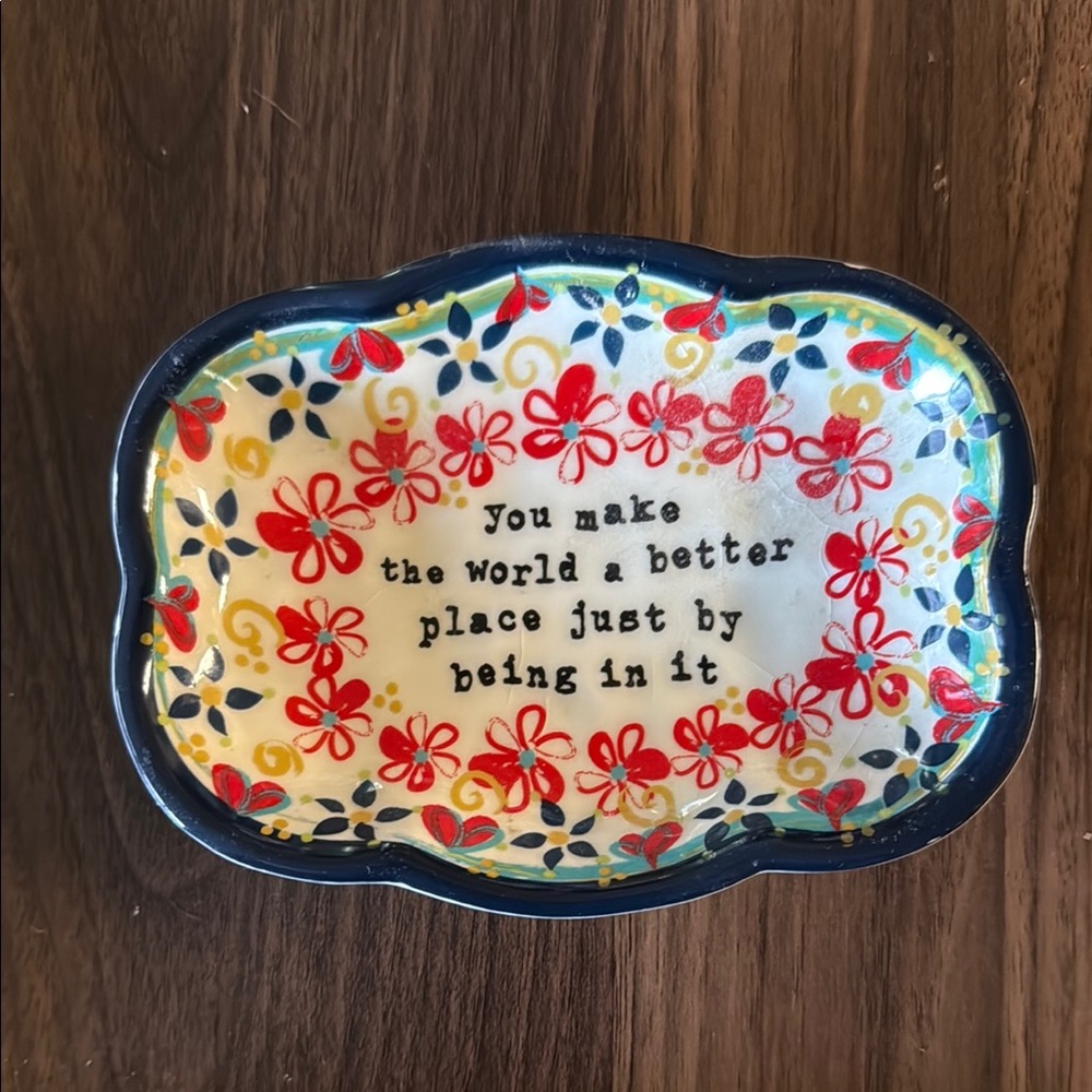 Floral Decorative Tray with Inspirational Quote